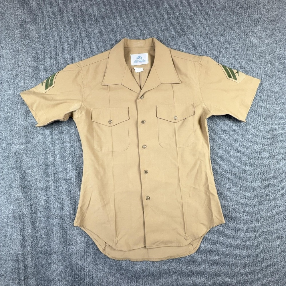 DSCP Valor Collection Shirt Mens Large Beige Khaki Short Sleeve Military Uniform